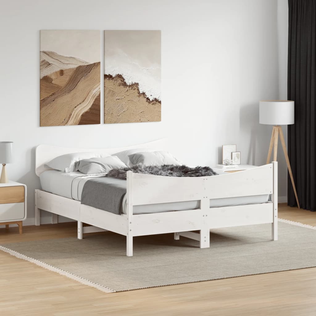 Bedframe zonder matras massief grenenhout wit 140x190 cm is nu te koop bij PeponiXL, paradijselijk wonen!