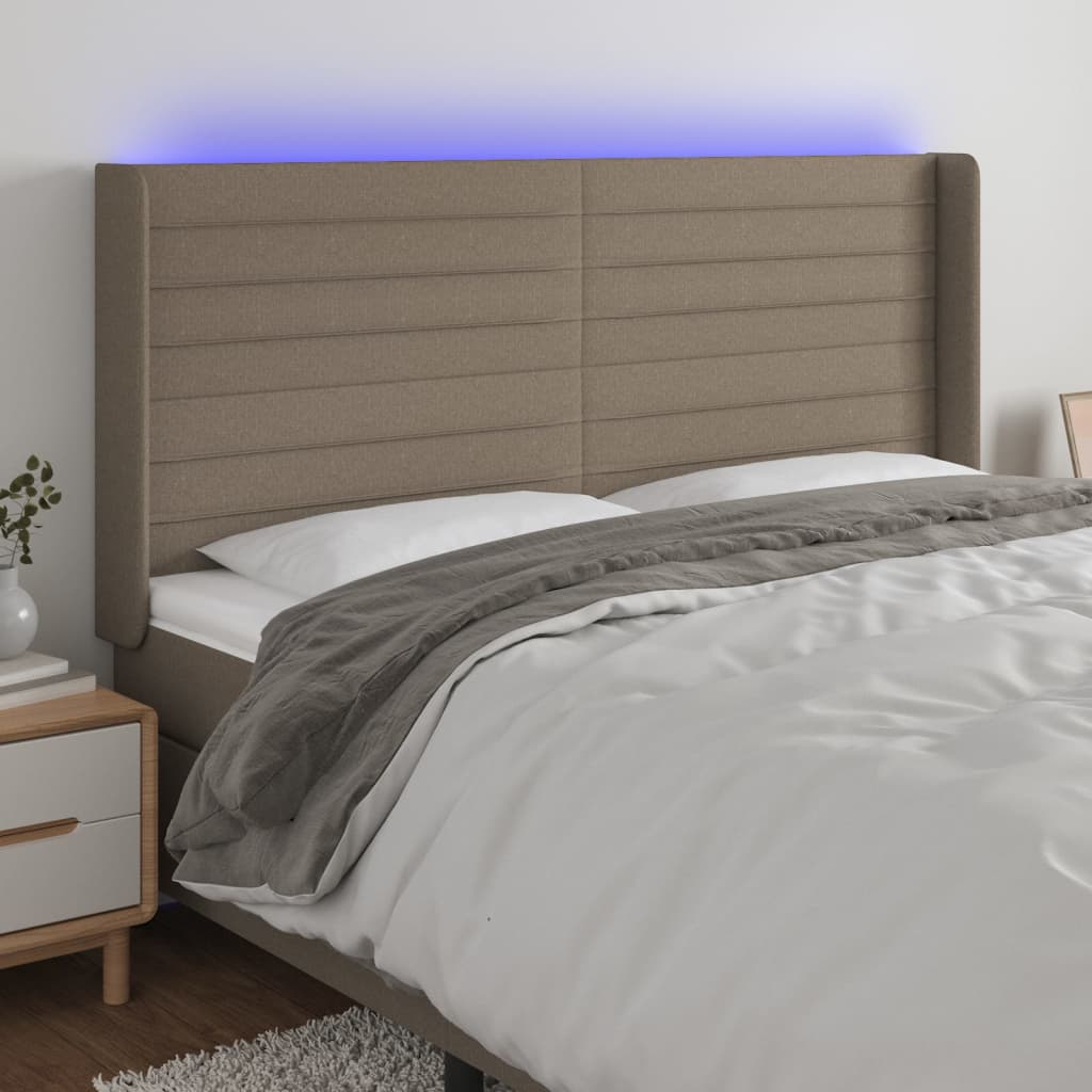Hoofdbord LED 163x16x118/128 cm stof taupe is nu te koop bij PeponiXL, paradijselijk wonen!