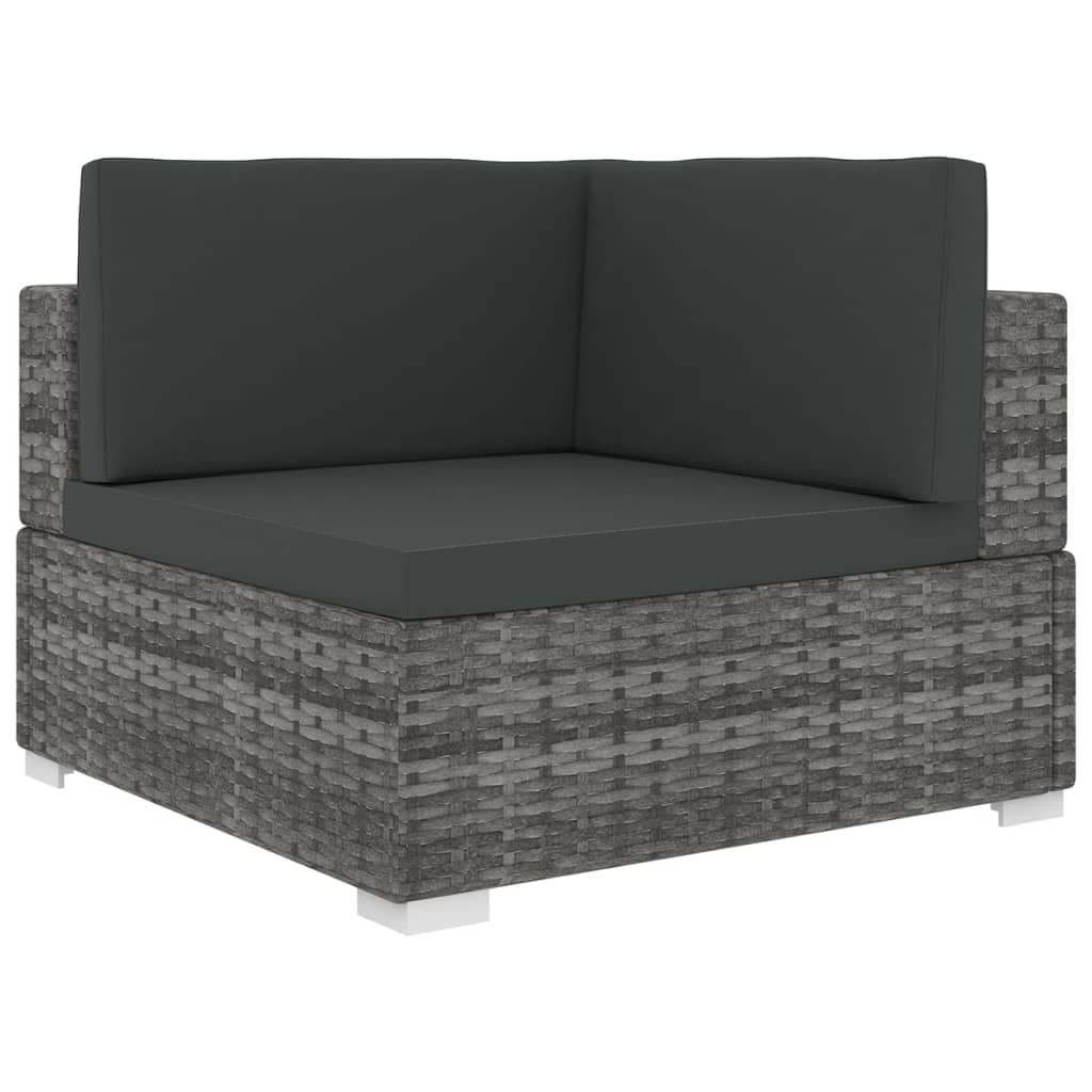Hoekbank 1 st met kussens poly rattan grijs is nu te koop bij PeponiXL, paradijselijk wonen!