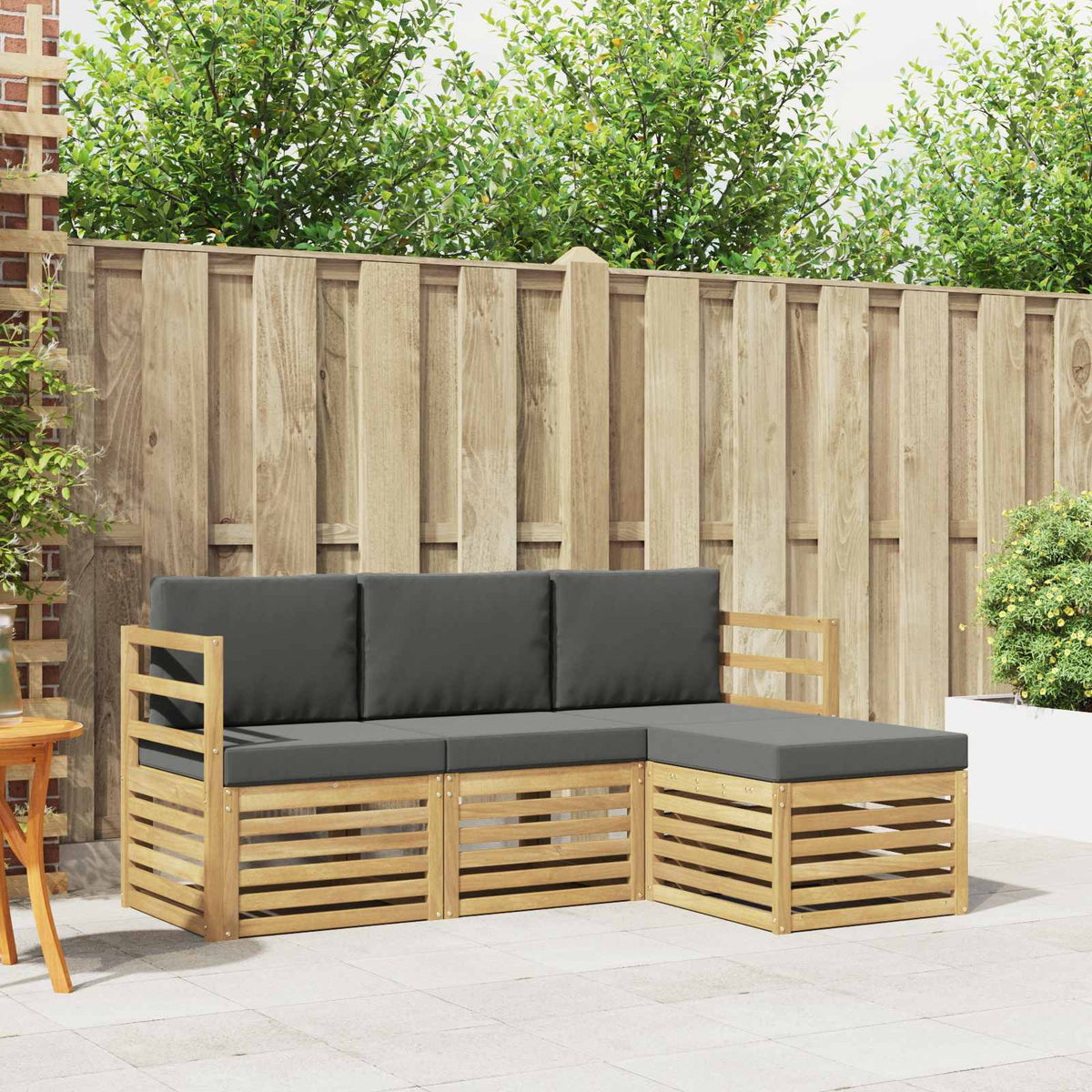 Buiten bankenset 4 pcs Wit en antracietkleurig is nu te koop bij PeponiXL, paradijselijk wonen!