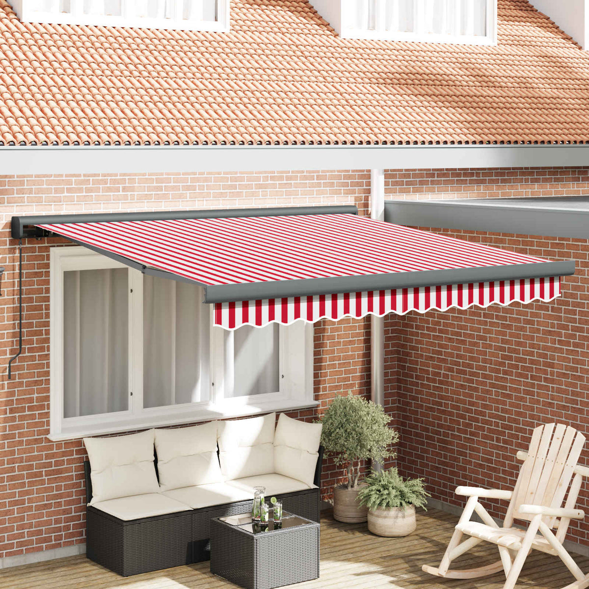 Uitschuifbare luifel Rood en Wit 300 x 250 cm is nu te koop bij PeponiXL, paradijselijk wonen!