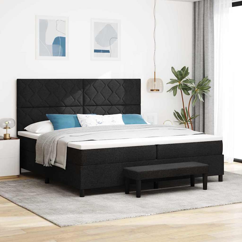 Boxspringbed met hoofdeinde Zwart 200 x 200 cm Stof is nu te koop bij PeponiXL, paradijselijk wonen!