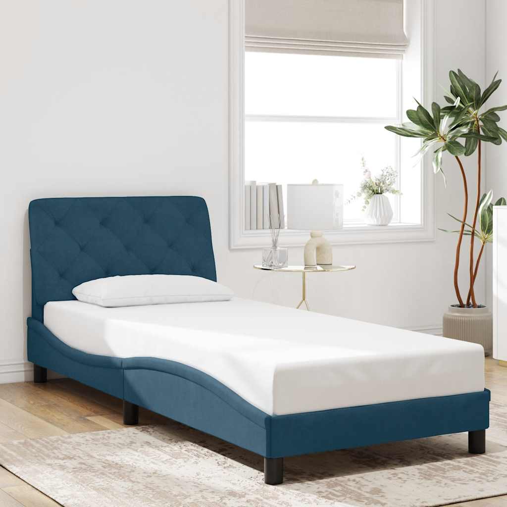 Bedframe zonder matras fluweel blauw 90x200 cm is nu te koop bij PeponiXL, paradijselijk wonen!