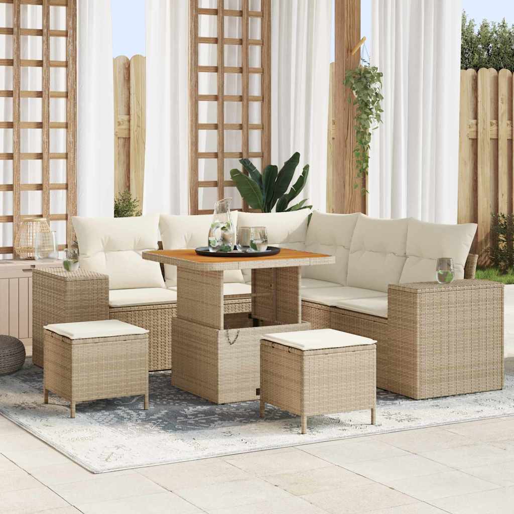 Tuin Sofa Set 8 st 7-Aantal zitplaatsen Beige en Crème is nu te koop bij PeponiXL, paradijselijk wonen!