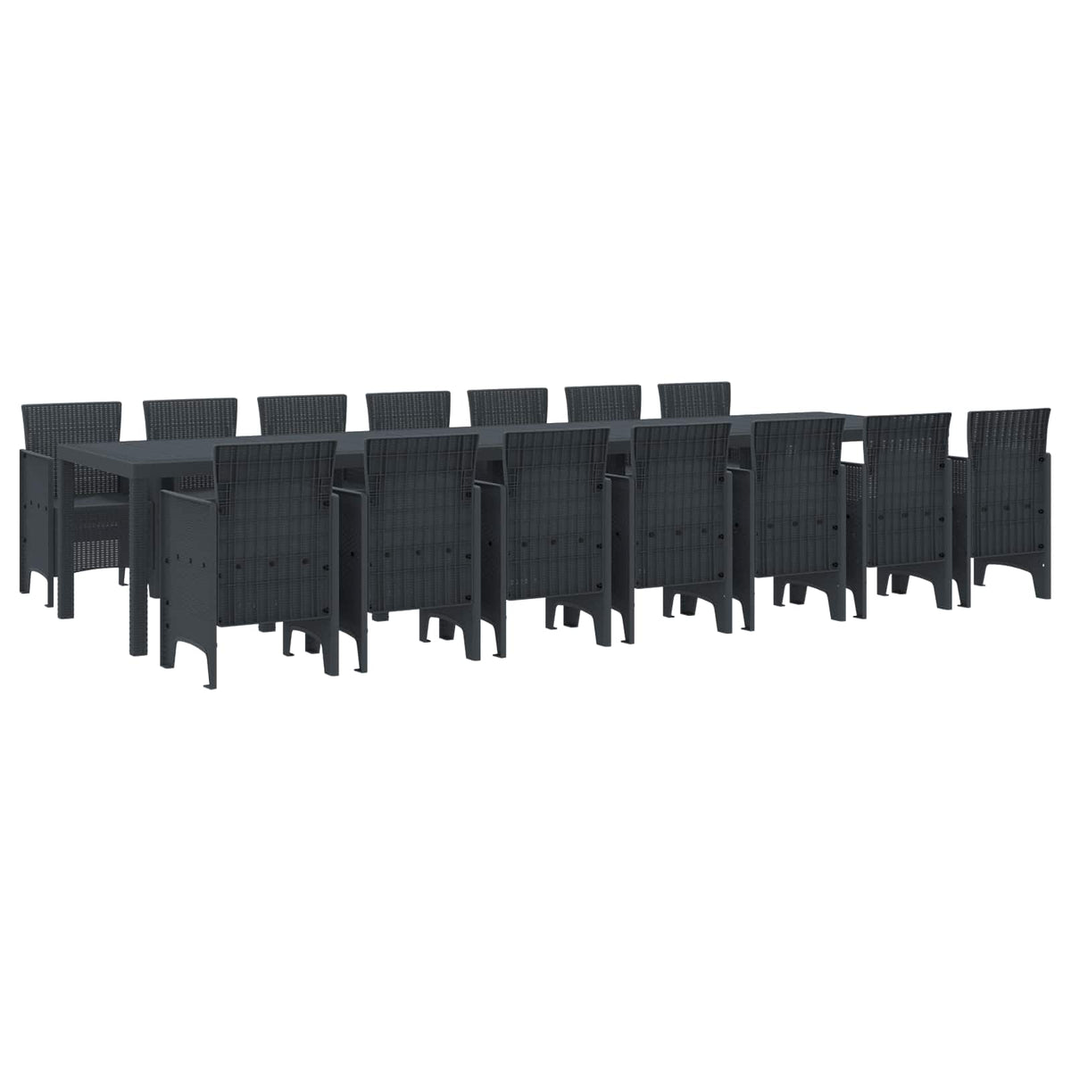 Tuin Eettafelset met kussens met kussen 15 pcs Antraciet PP is nu te koop bij PeponiXL, paradijselijk wonen!
