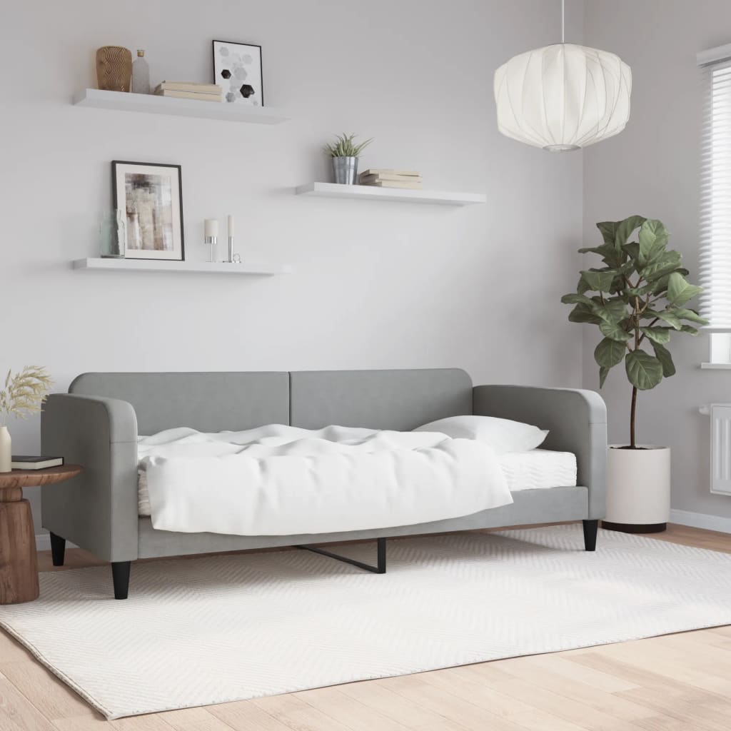 Slaapbank met matras 80x200 cm stof lichtgrijs is nu te koop bij PeponiXL, paradijselijk wonen!