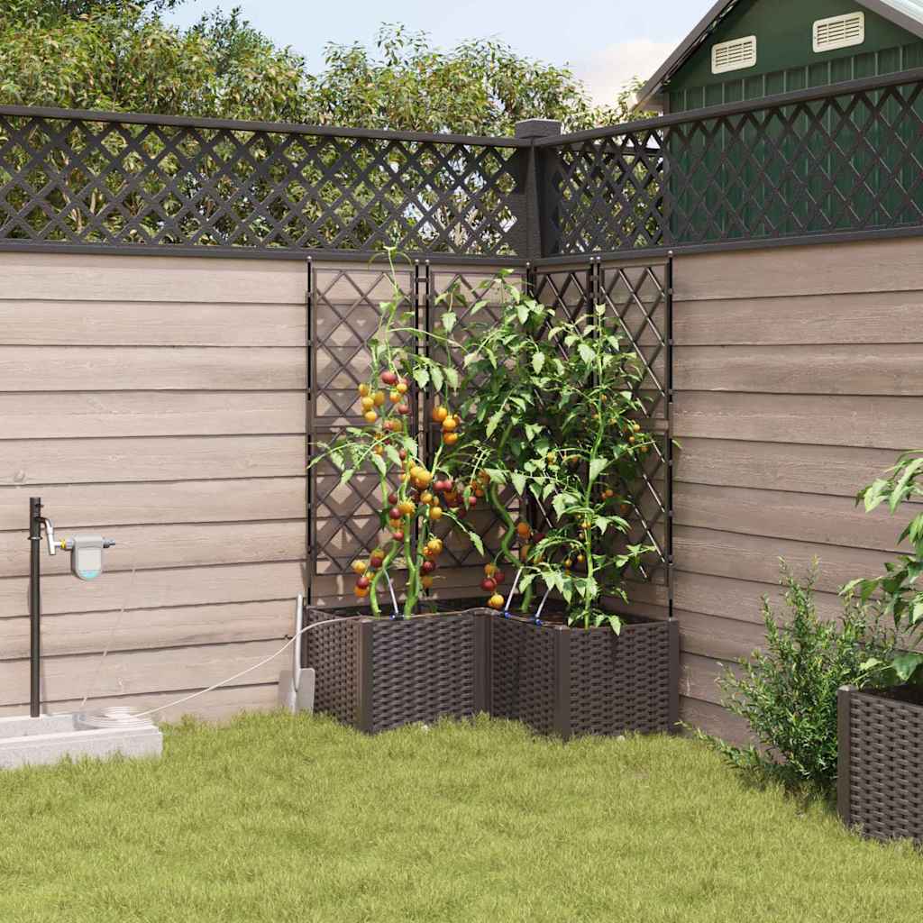 Tuin Bloempot 3 pcs Bruin Kunststof is nu te koop bij PeponiXL, paradijselijk wonen!