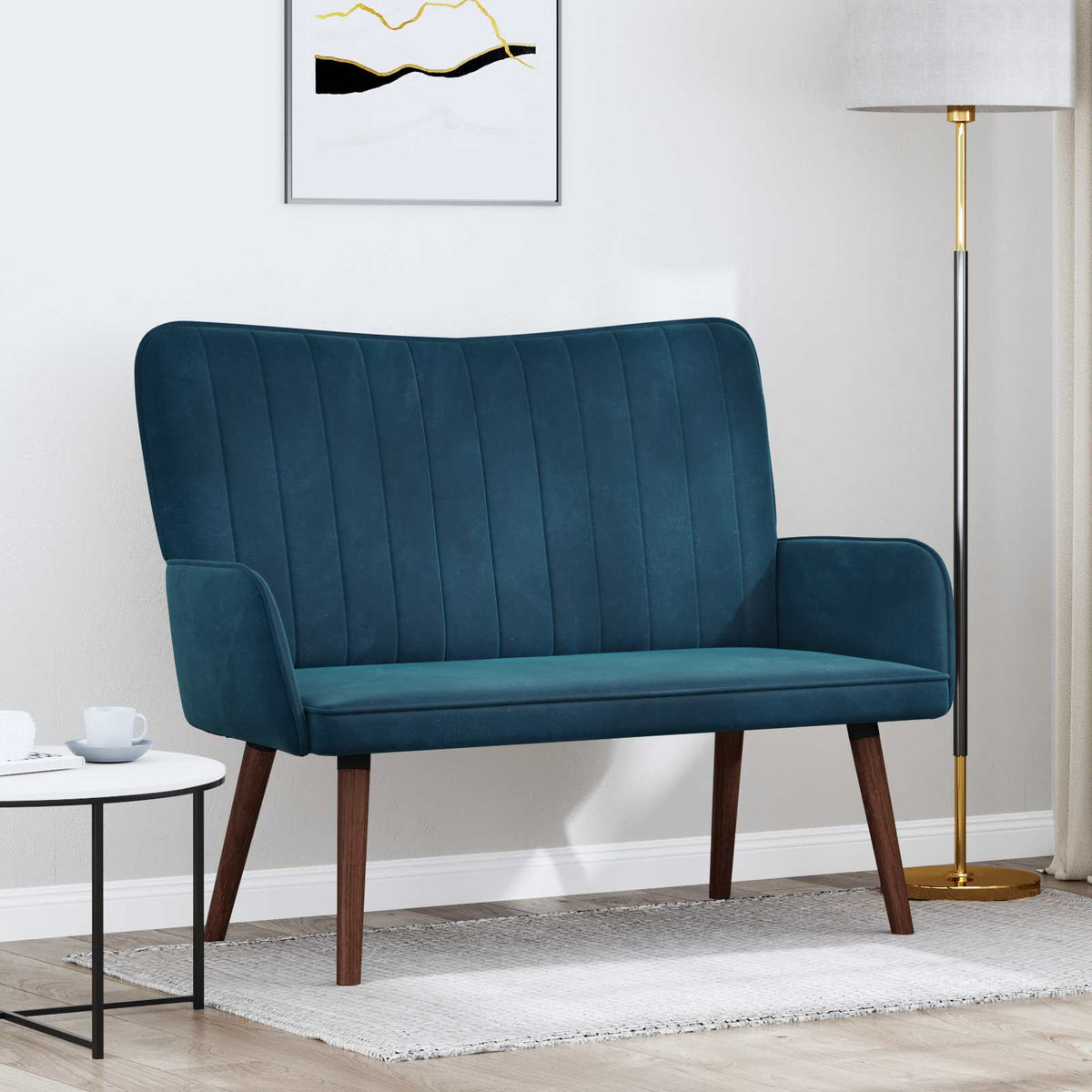 Twee Persoons Sofa Blauw 115 x 61 x 87 cm Fluweel is nu te koop bij PeponiXL, paradijselijk wonen!