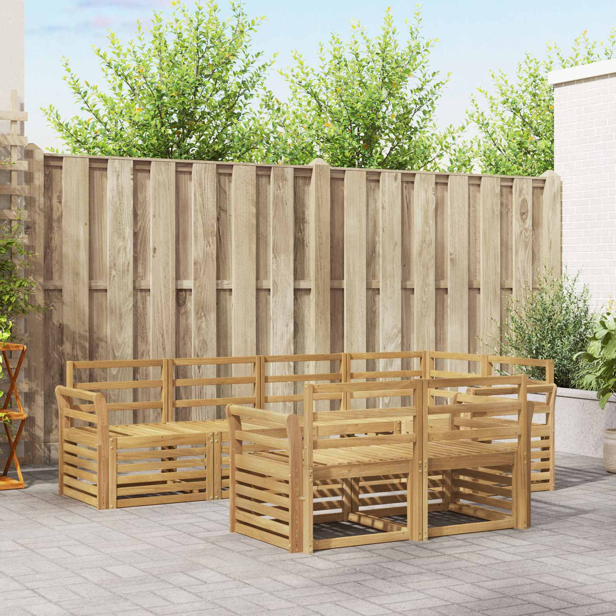 Buiten bankenset 7 pcs Wit 249 x 130,5 x 73 cm is nu te koop bij PeponiXL, paradijselijk wonen!