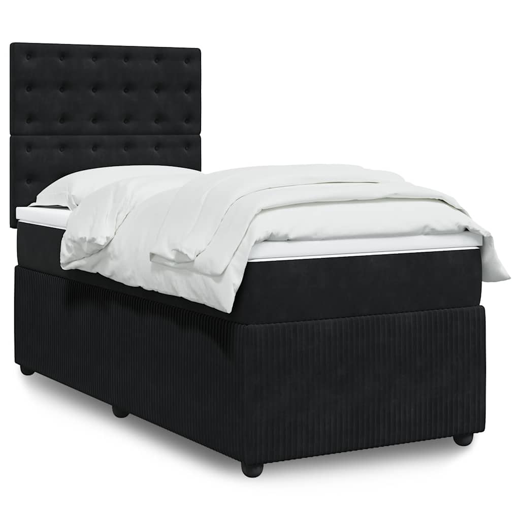 Boxspring met matras fluweel zwart 90x190 cm is nu te koop bij PeponiXL, paradijselijk wonen!