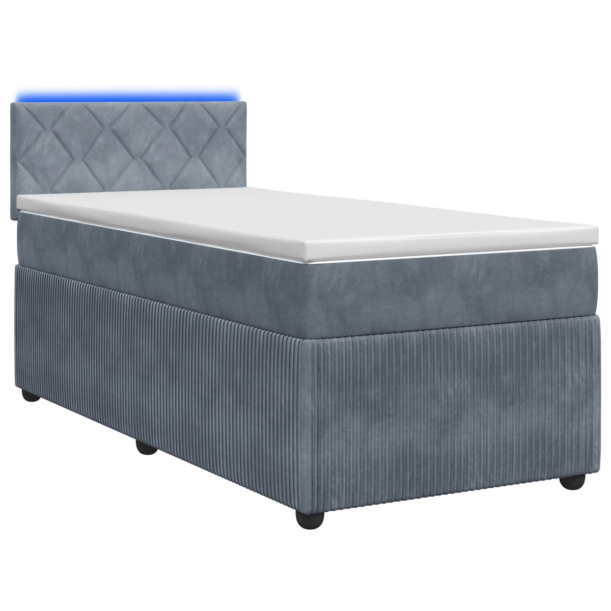 Boxspring Bed met Matras en LED Donkergrijs 90 x 190 cm Fluweel is nu te koop bij PeponiXL, paradijselijk wonen!