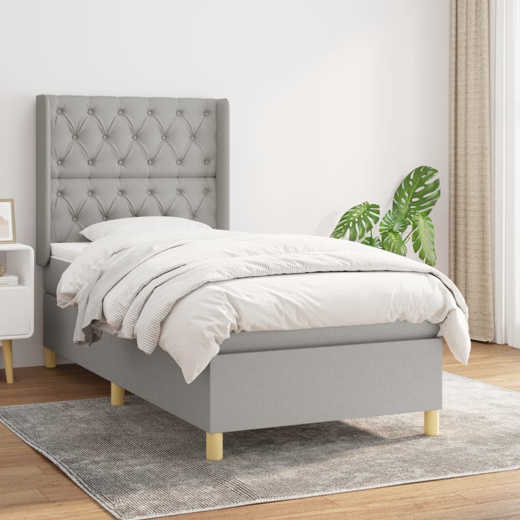 Boxspring met matras stof lichtgrijs 80x200 cm is nu te koop bij PeponiXL, paradijselijk wonen!