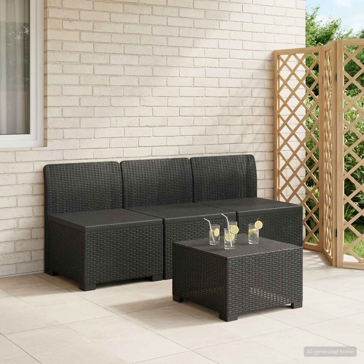 3-zits Tuinbank in Rattan Look PP Antraciet is nu te koop bij PeponiXL, paradijselijk wonen!