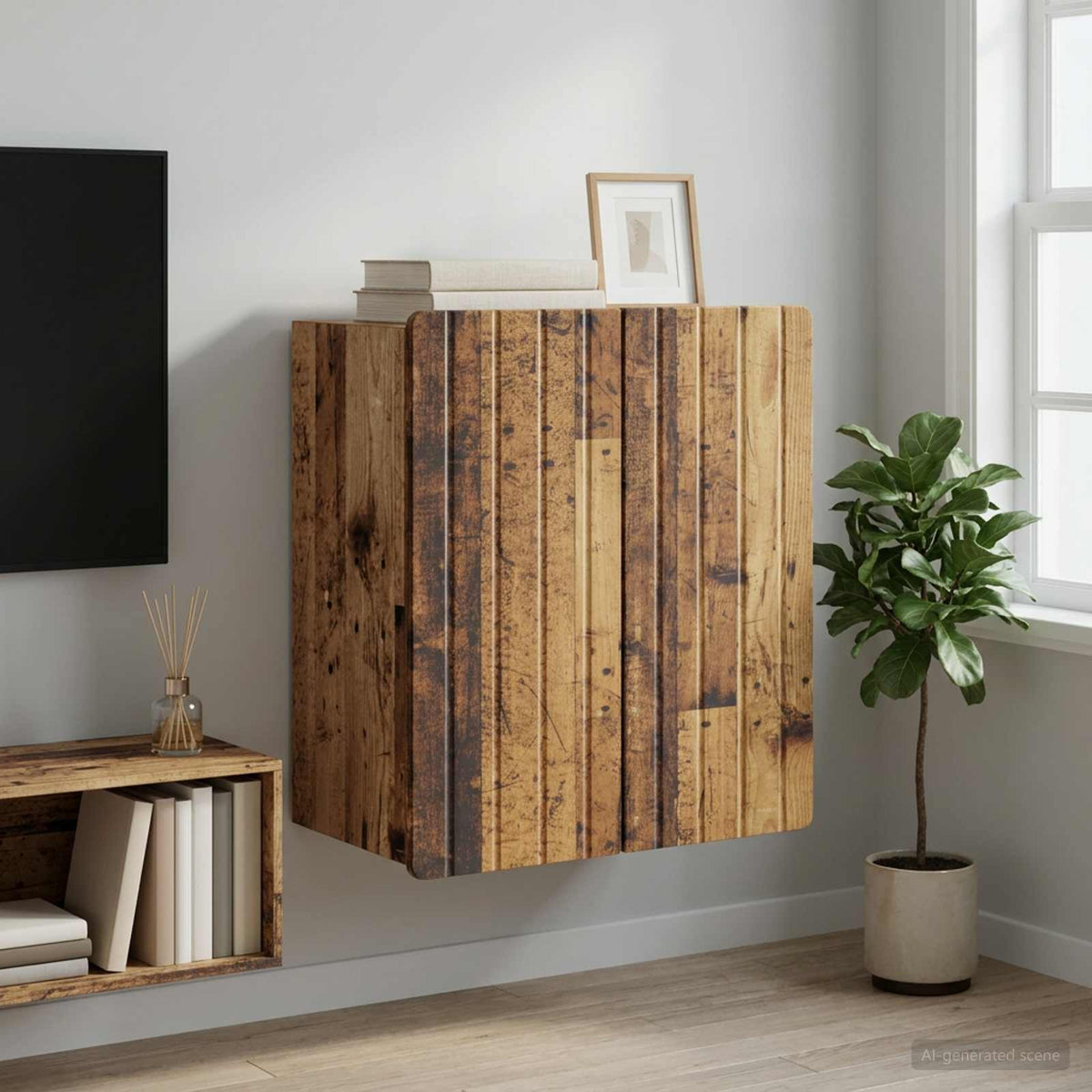 Wandkast Oud hout 59 x 31 x 64 cm Bewerkt hout is nu te koop bij PeponiXL, paradijselijk wonen!