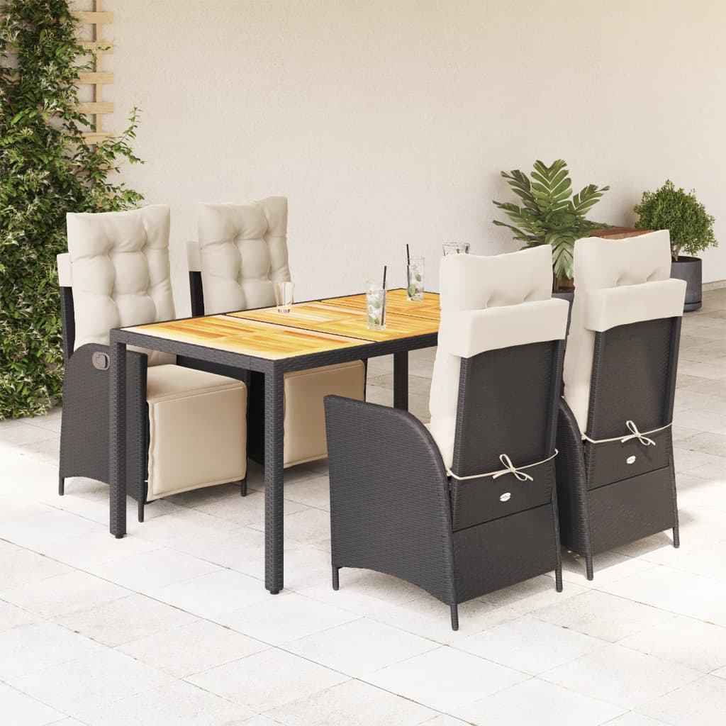 5-delige Tuinset met kussens poly rattan zwart is nu te koop bij PeponiXL, paradijselijk wonen!