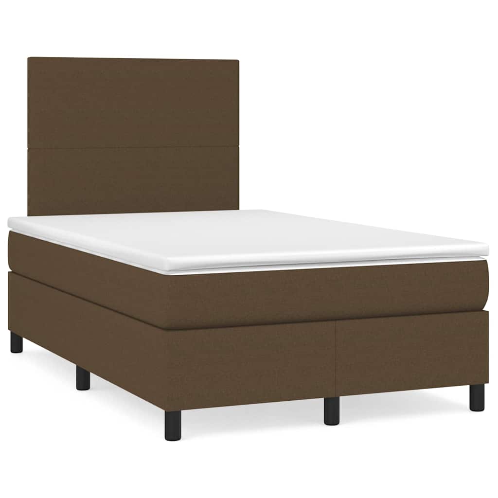 Boxspring met matras en LED stof donkerbruin 120x190 cm is nu te koop bij PeponiXL, paradijselijk wonen!