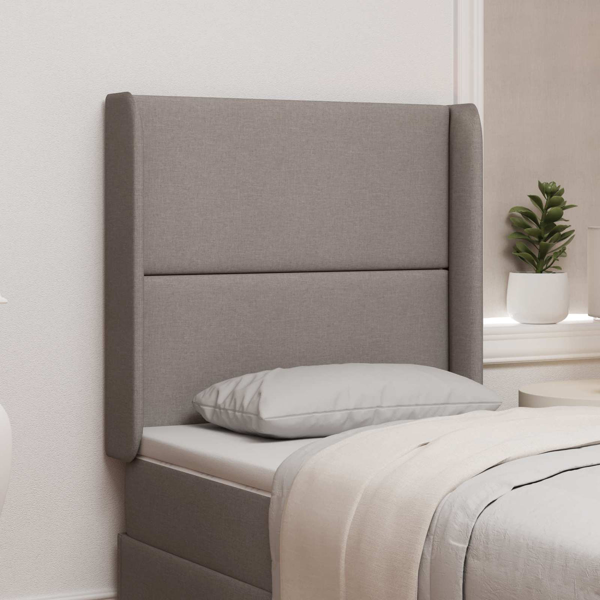 Hoofdbord oor Taupe 80 x 16 x 4 cm Stof is nu te koop bij PeponiXL, paradijselijk wonen!