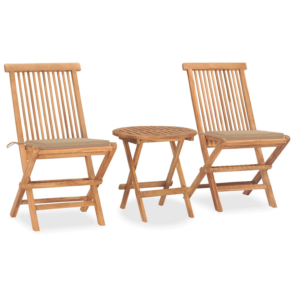 3-delige Tuinset inklapbaar met kussen massief teakhout is nu te koop bij PeponiXL, paradijselijk wonen!