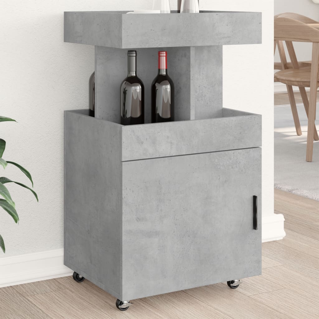 Drankkar 50x41x89 cm bewerkt hout betongrijs is nu te koop bij PeponiXL, paradijselijk wonen!