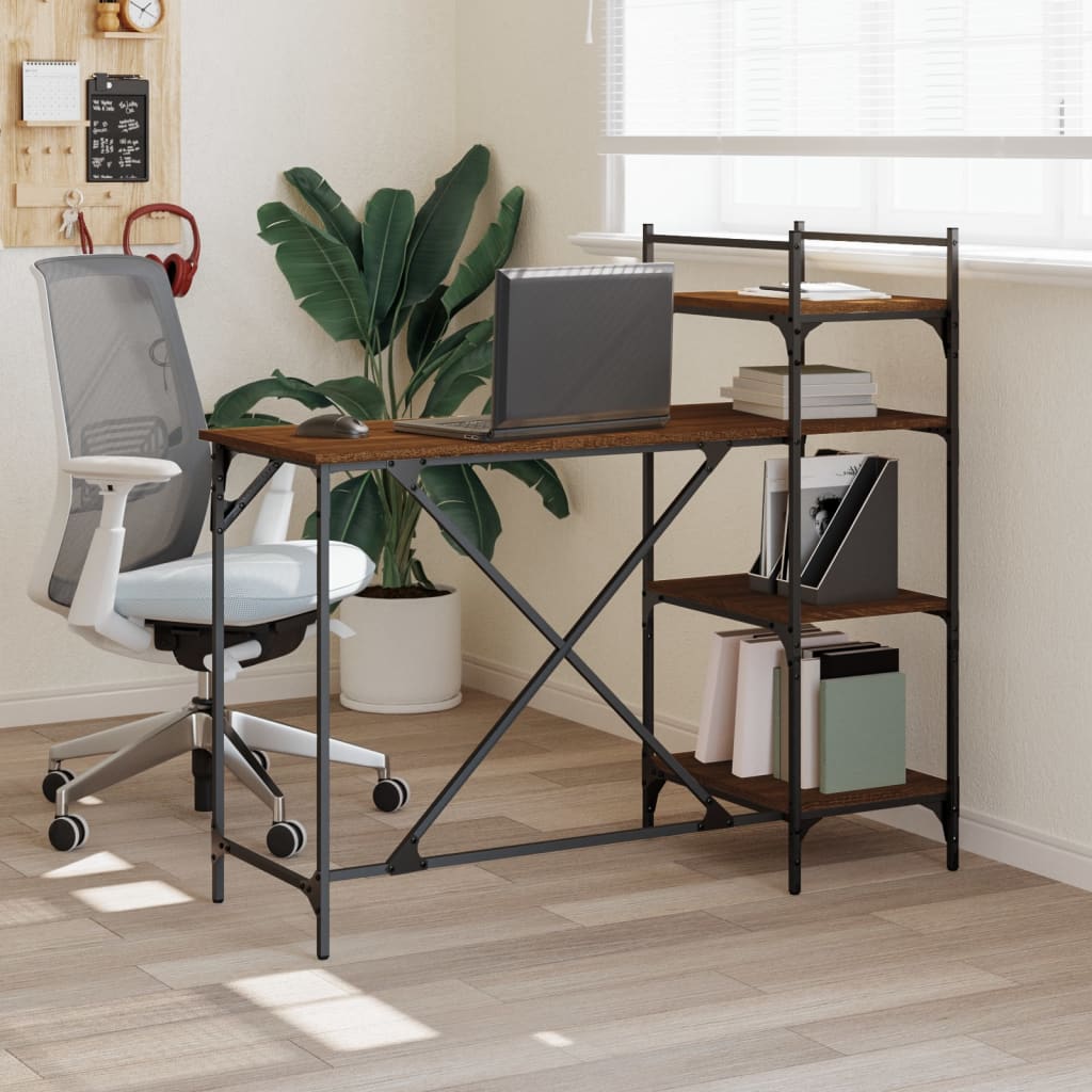 Computerbureau met schappen 120x47x109 cm bruin eikenkleur is nu te koop bij PeponiXL, paradijselijk wonen!