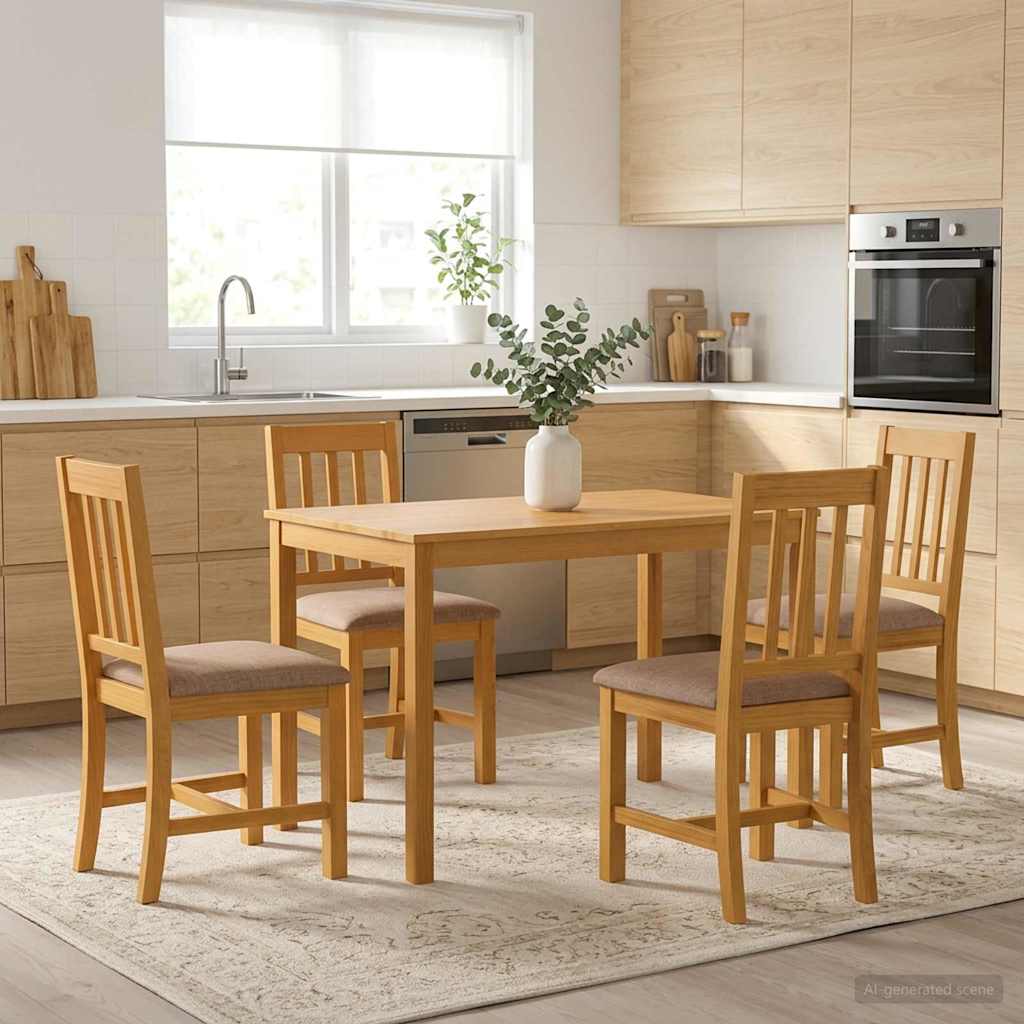 Eettafel 110 x 75 x 75 cm Massief Eikenhout Naturel Rechthoekig is nu te koop bij PeponiXL, paradijselijk wonen!