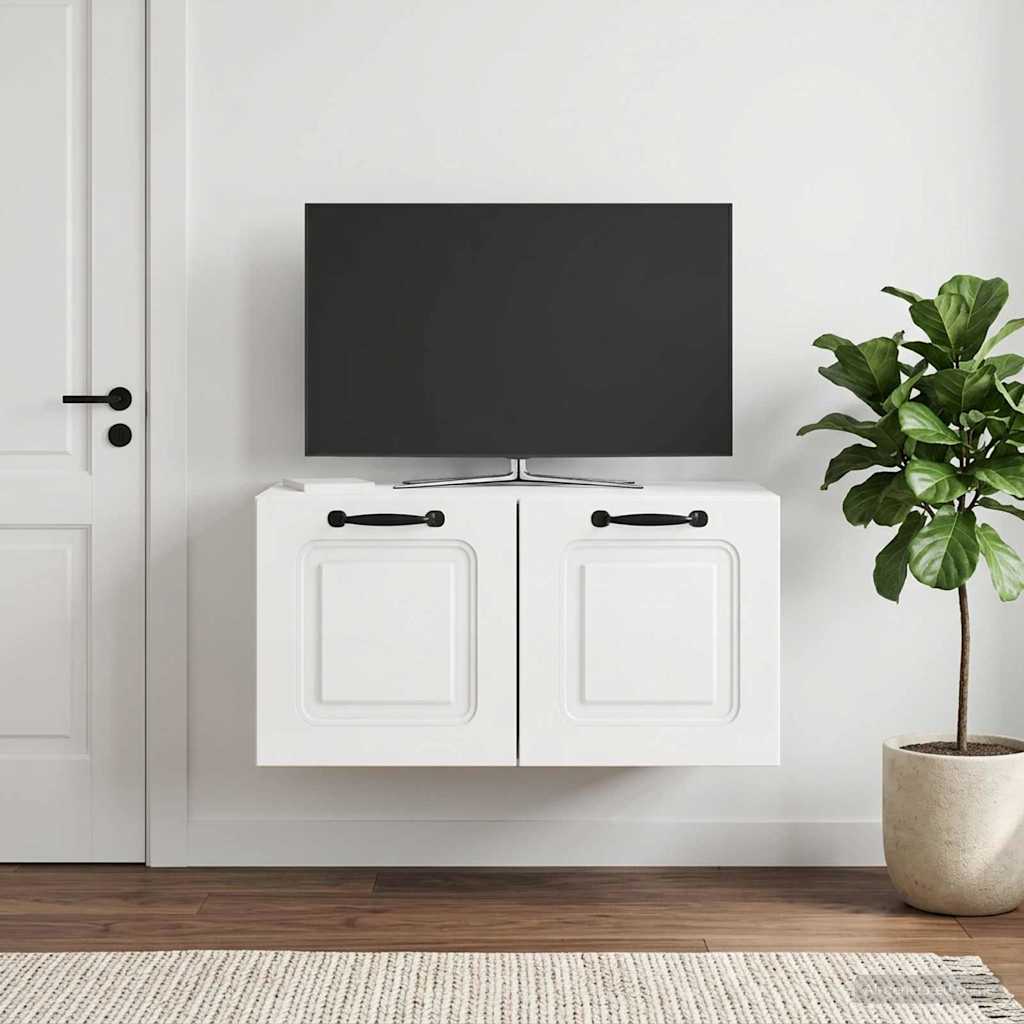 Wandbeugel TV-kast Hoogglans Wit 59,5 x 41 x 30 cm Bewerkt hout is nu te koop bij PeponiXL, paradijselijk wonen!