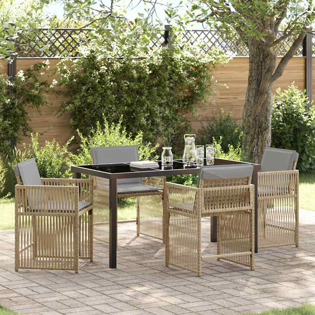 Tuin eettafelset 5 pcs Beige poly rattan is nu te koop bij PeponiXL, paradijselijk wonen!
