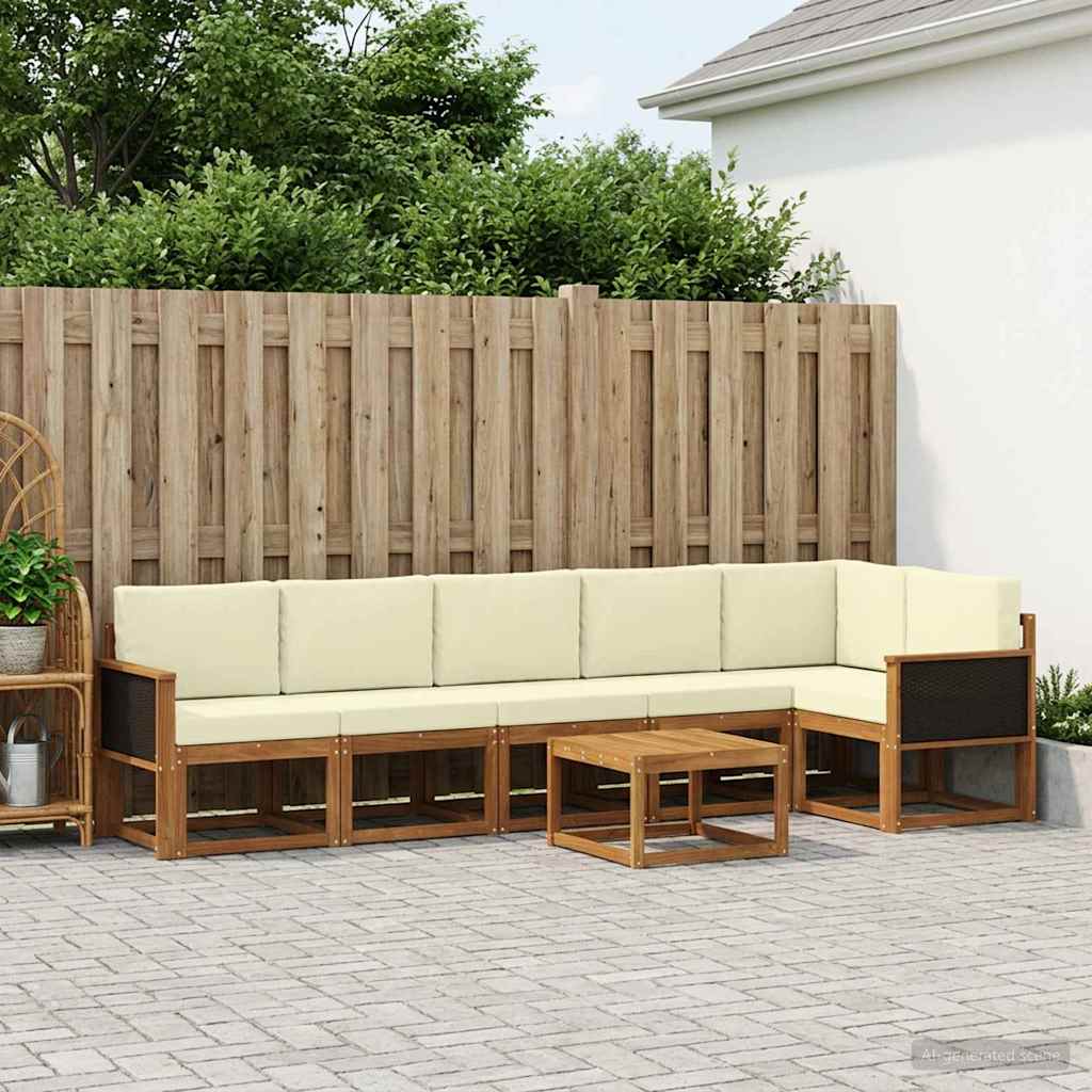 Buiten bankenset met kussen 7 pcs Natuurlijk en Crème Polyester is nu te koop bij PeponiXL, paradijselijk wonen!