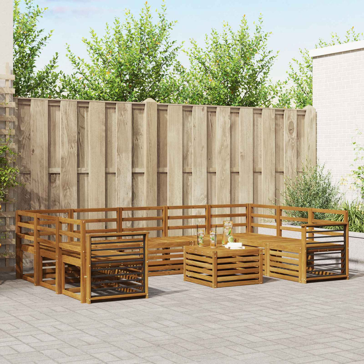 Sofa-Sets 10 pcs Naturel Massief Acaciahout is nu te koop bij PeponiXL, paradijselijk wonen!