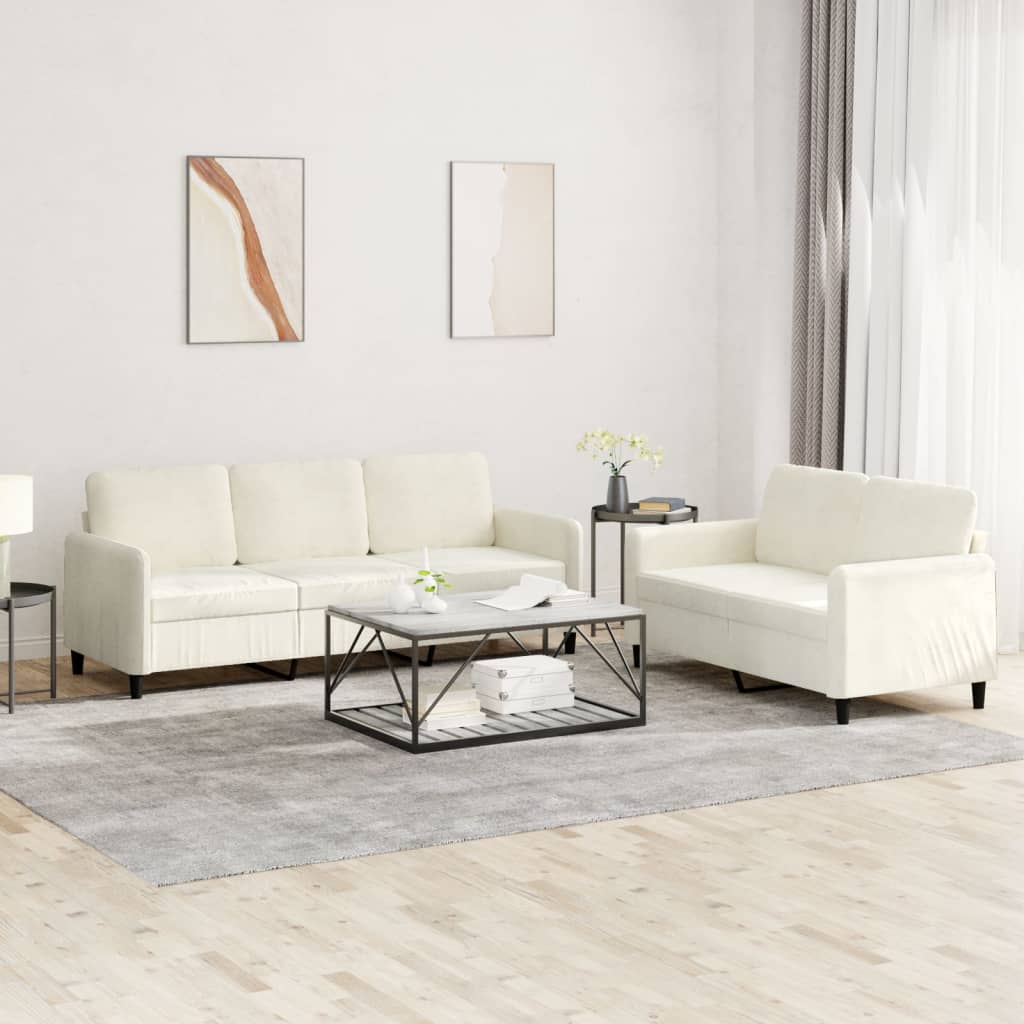 2-delige Loungeset fluweel crèmekleurig is nu te koop bij PeponiXL, paradijselijk wonen!