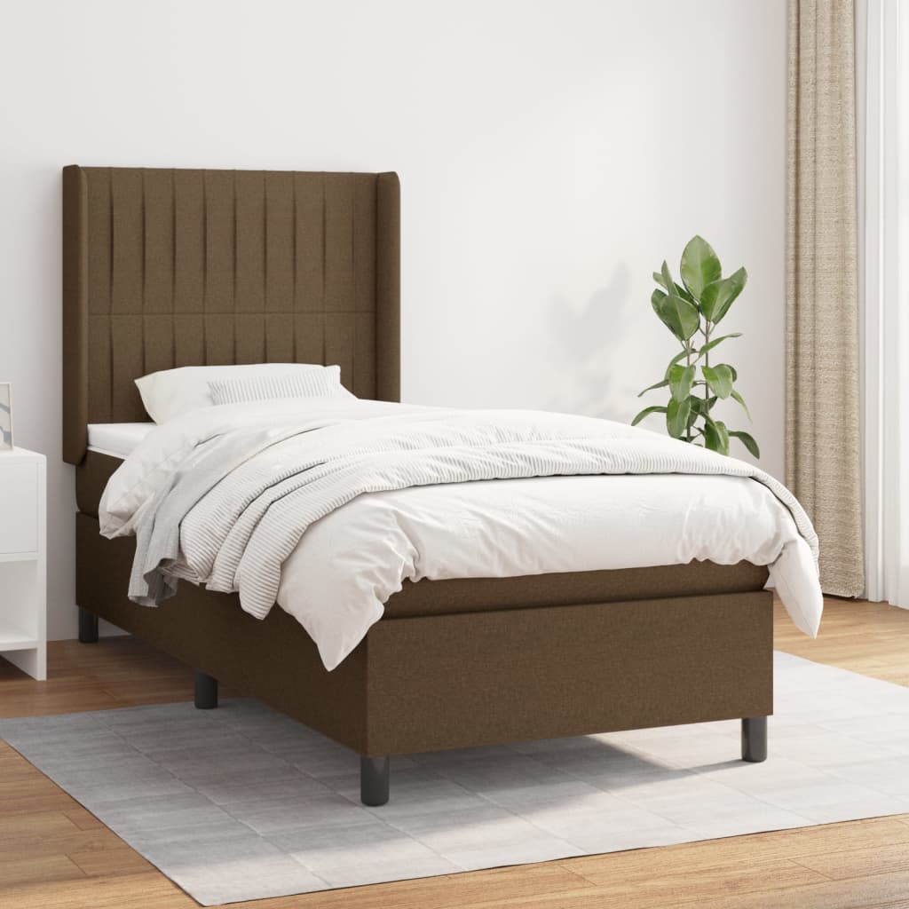 Boxspring met matras stof donkerbruin 80x200 cm is nu te koop bij PeponiXL, paradijselijk wonen!