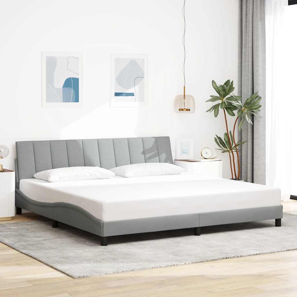 Bedframe zonder matras "Hanko" stof lichtgrijs 200x200 cm is nu te koop bij PeponiXL, paradijselijk wonen!