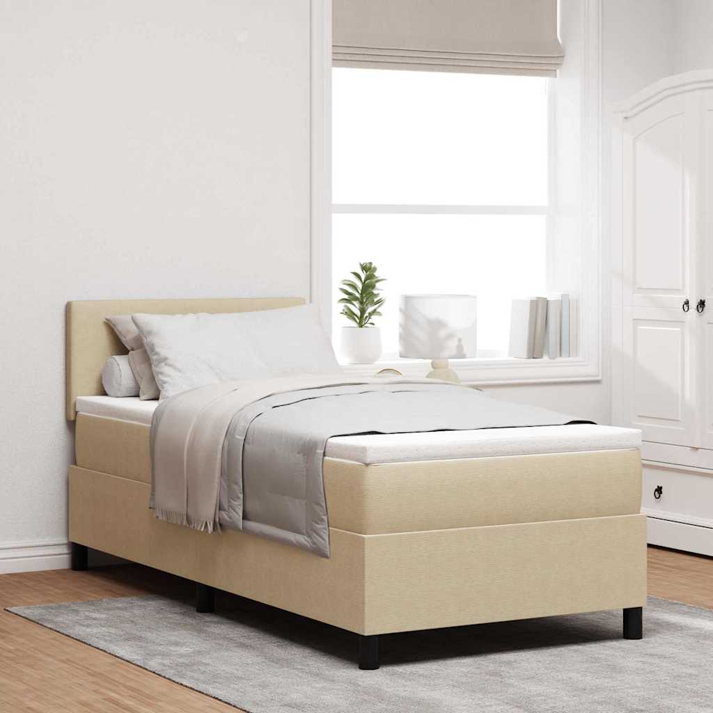 Boxspringbed Lichtgrijs en wit. 80 x 200 cm Katoen Stof is nu te koop bij PeponiXL, paradijselijk wonen!