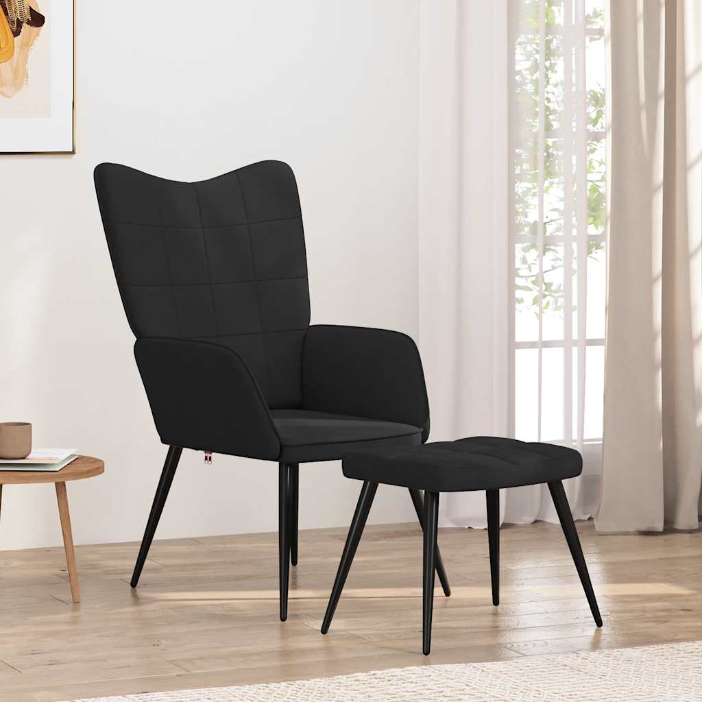 Relaxstoel met voetenbank stof zwart is nu te koop bij PeponiXL, paradijselijk wonen!