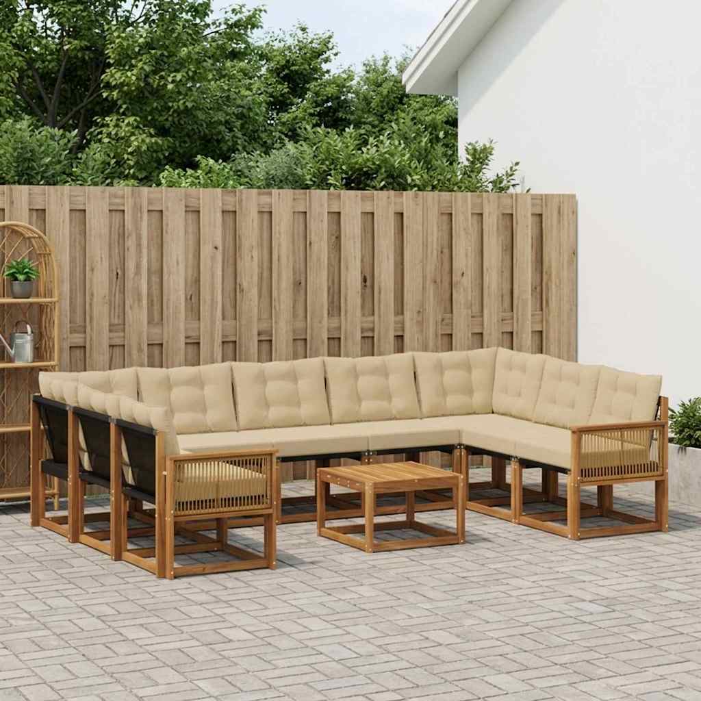 Buiten bankenset met kussen 10 pcs Natuurlijk en Beige is nu te koop bij PeponiXL, paradijselijk wonen!