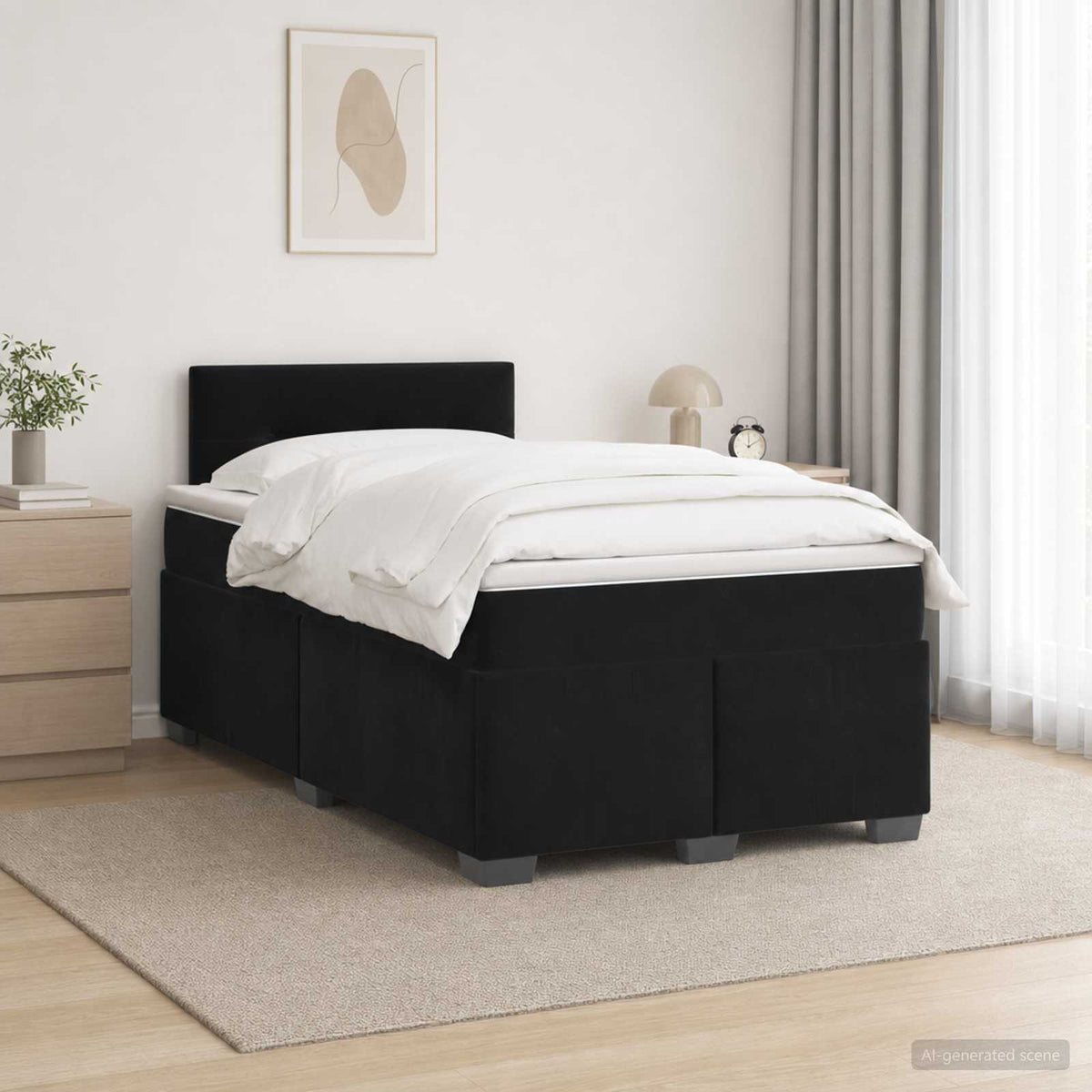 Boxspringbed met matras Zwart 120 x 190 cm Fluweel is nu te koop bij PeponiXL, paradijselijk wonen!