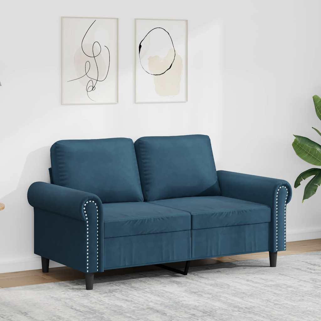 Tweezitsbank 120 cm fluweel blauw is nu te koop bij PeponiXL, paradijselijk wonen!