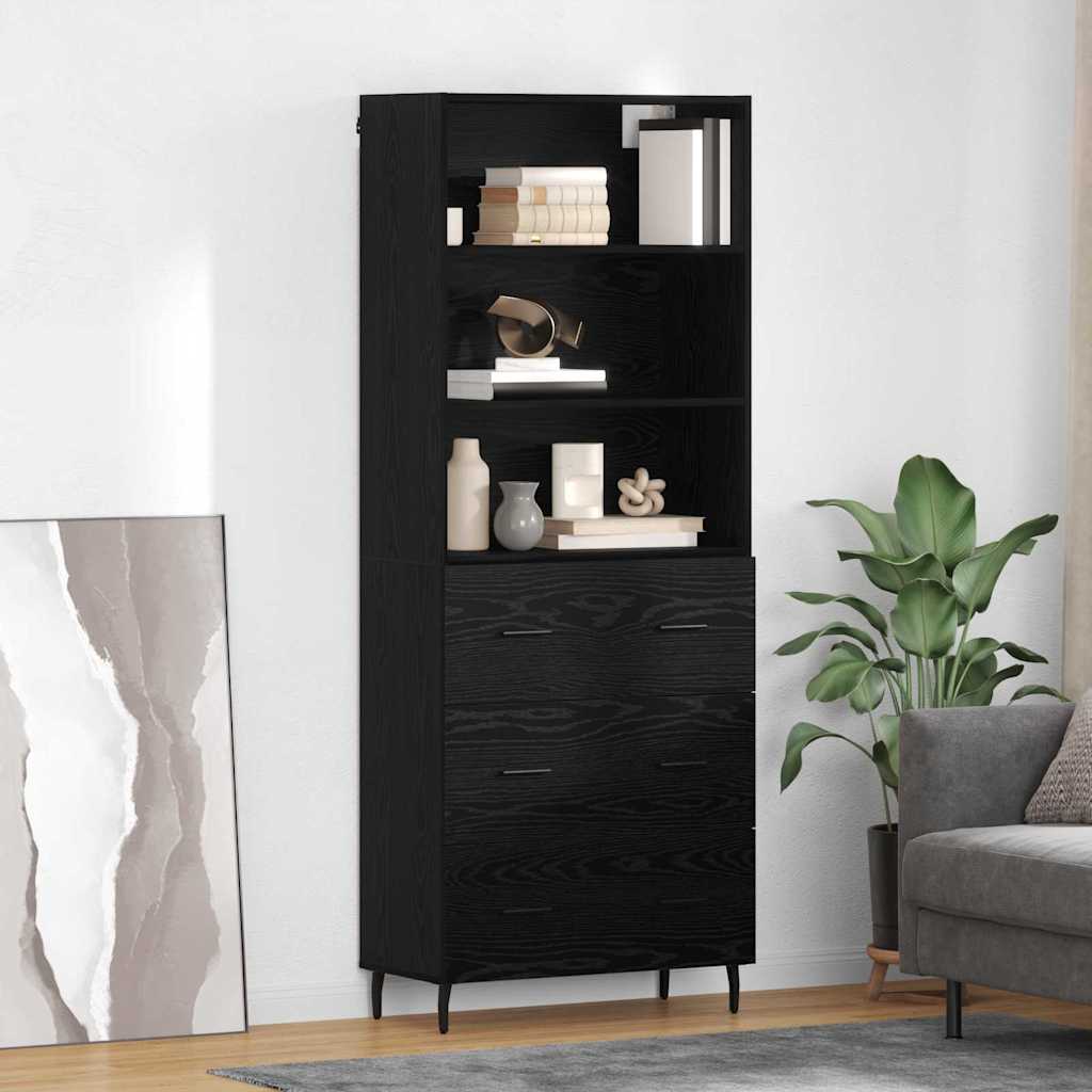 Hoge kast met lade Zwart Eiken 69,5 x 34 x 180 cm is nu te koop bij PeponiXL, paradijselijk wonen!