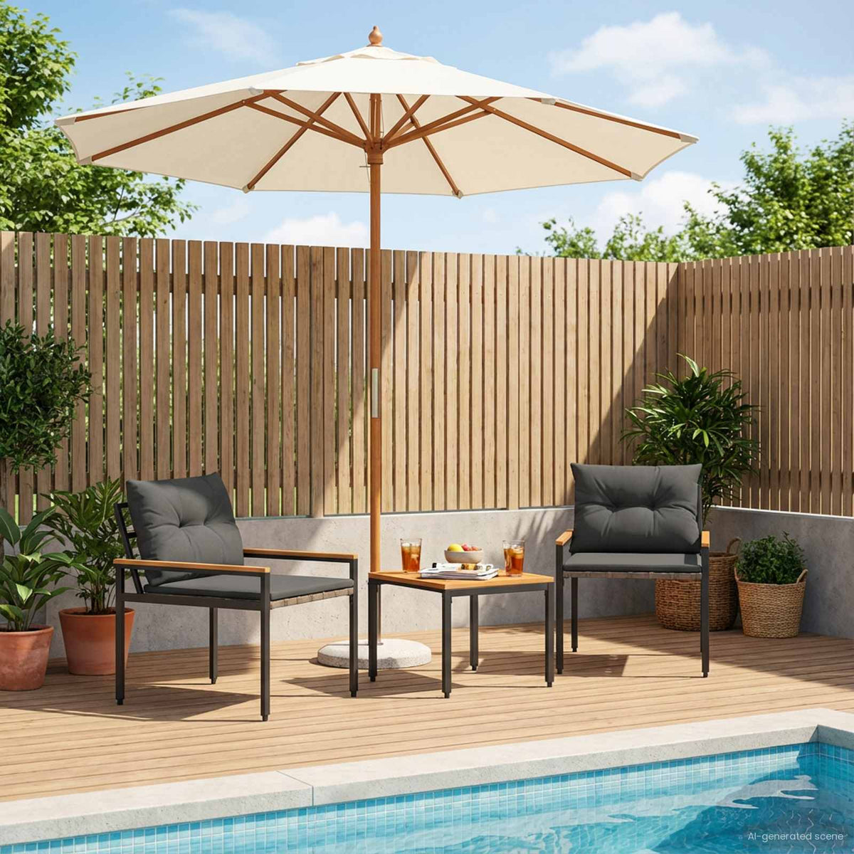 tuinmeubelset 3 pcs Donkergrijs poly rattan is nu te koop bij PeponiXL, paradijselijk wonen!