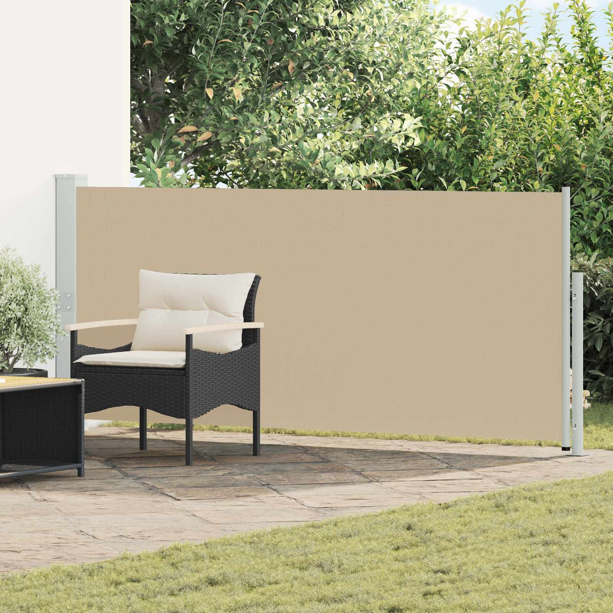 Uittrekbaar Zijscherm Beige 500 x 160 cm Polyester is nu te koop bij PeponiXL, paradijselijk wonen!