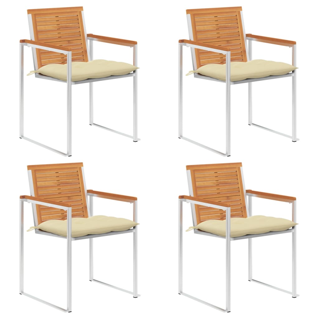 Tuinstoelen 4 st met kussens massief acaciahout is nu te koop bij PeponiXL, paradijselijk wonen!