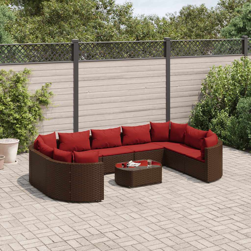 10-delige Loungeset met kussens poly rattan bruin is nu te koop bij PeponiXL, paradijselijk wonen!