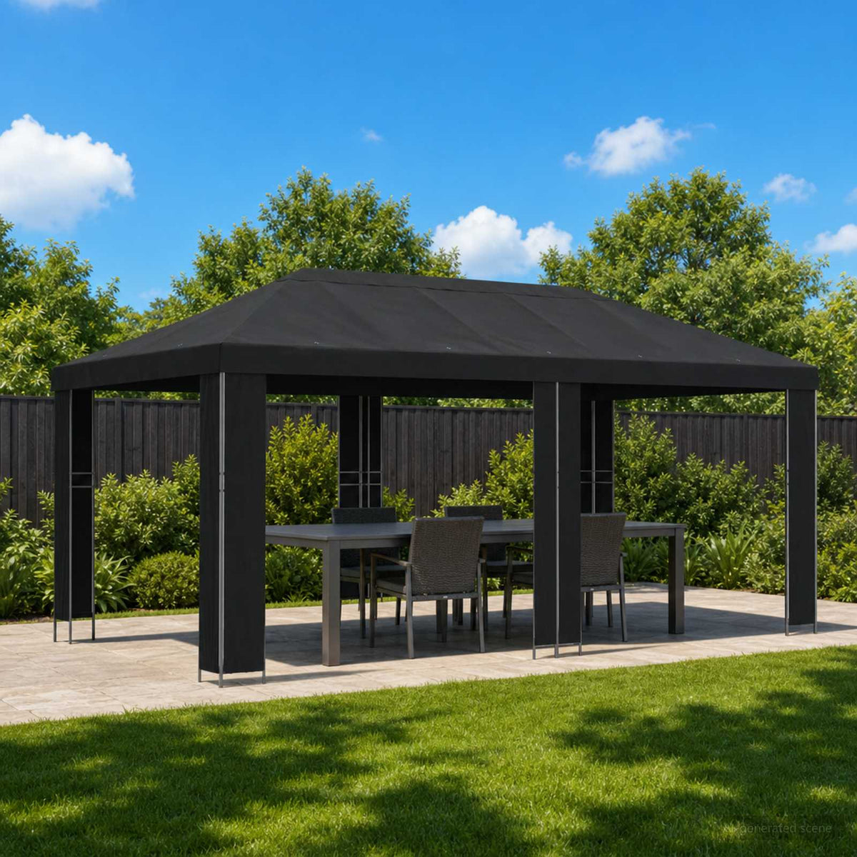 Tuinprieel 6 x 3 m Zwart Polyester en staal 190 is nu te koop bij PeponiXL, paradijselijk wonen!
