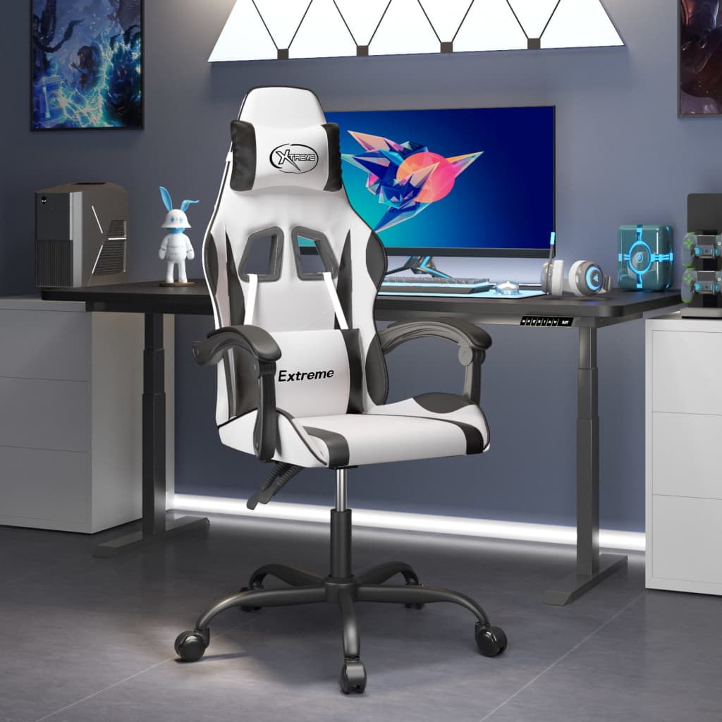 Gamestoel kunstleer wit en zwart is nu te koop bij PeponiXL, paradijselijk wonen!