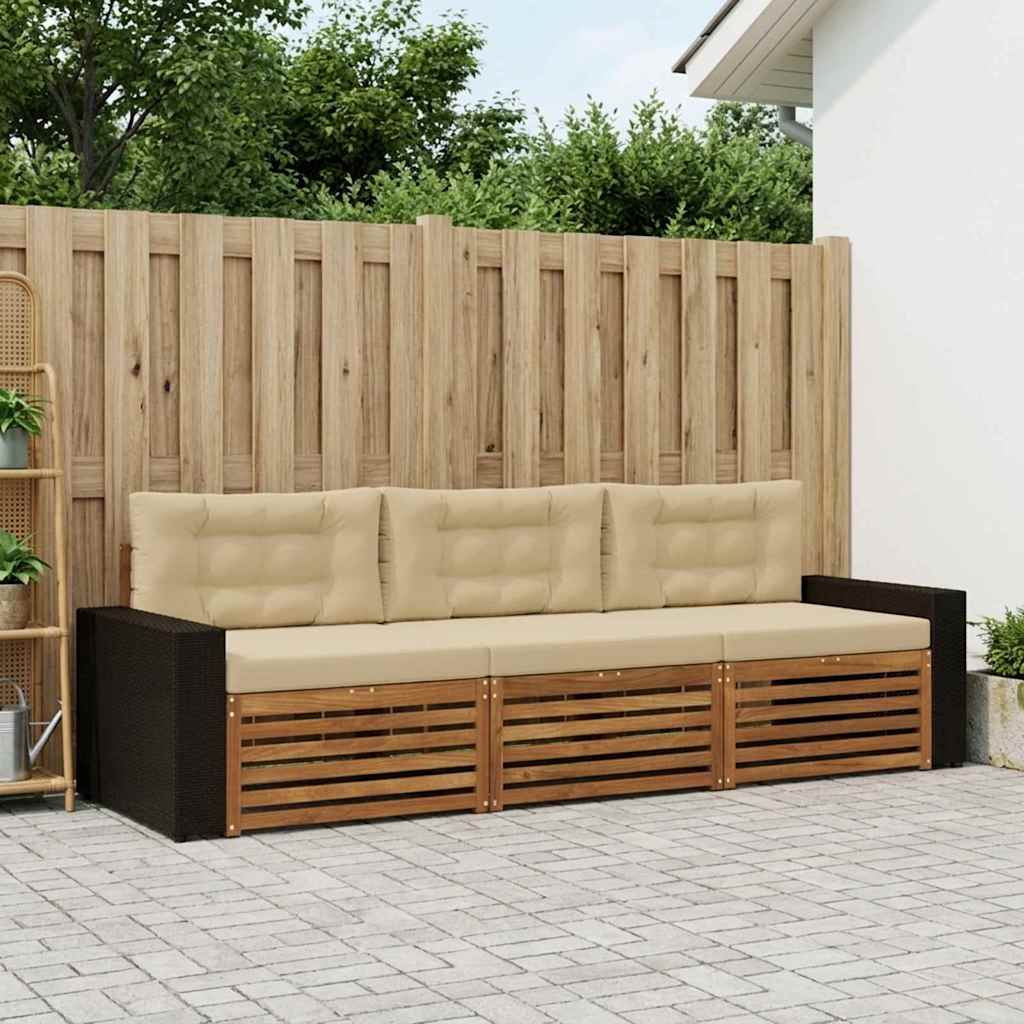 Buiten bankenset met kussen 3 pcs Natuurlijk en Beige Polyester is nu te koop bij PeponiXL, paradijselijk wonen!
