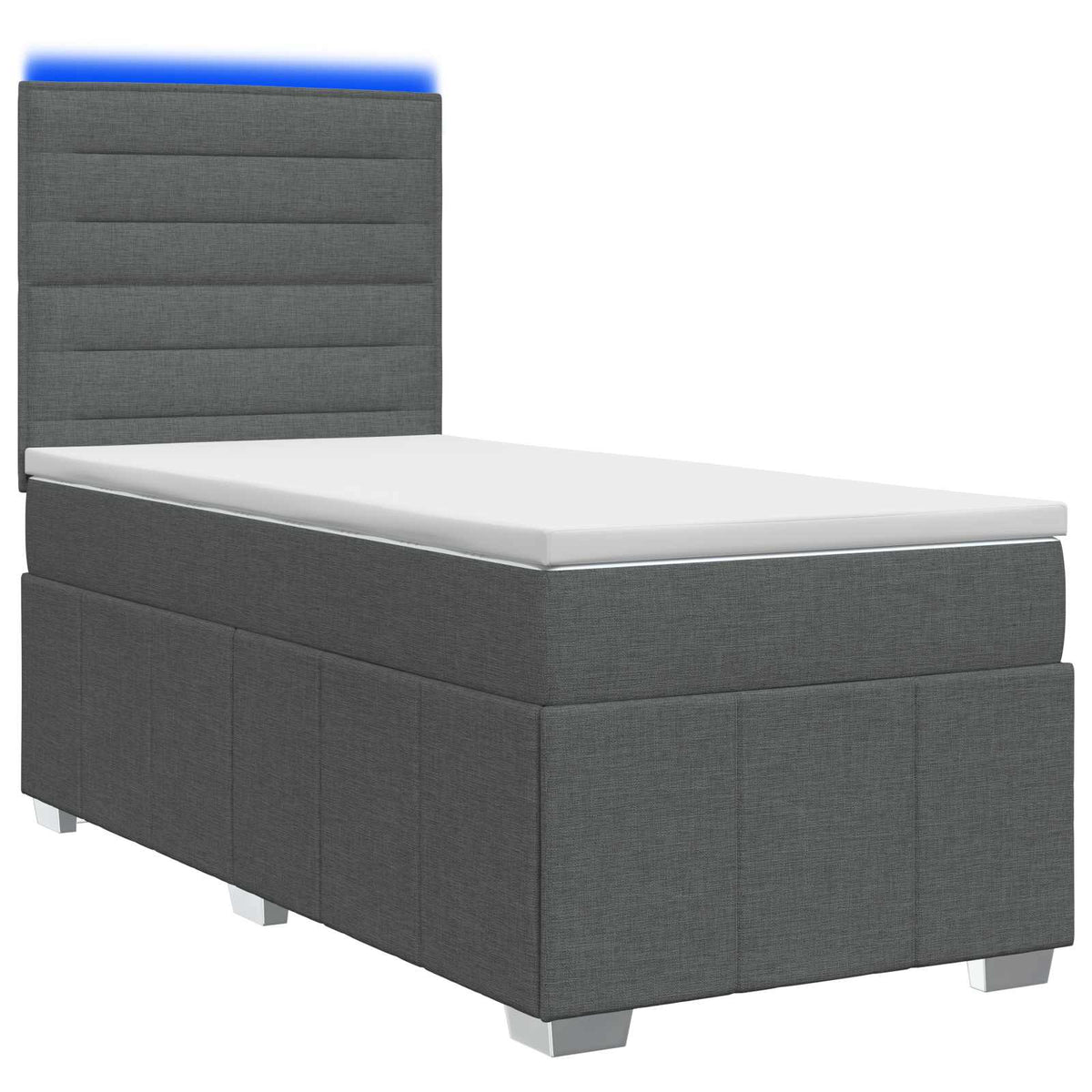 LED Boxspring Bed met Matras Donkergrijs 90 x 190 cm Stof is nu te koop bij PeponiXL, paradijselijk wonen!