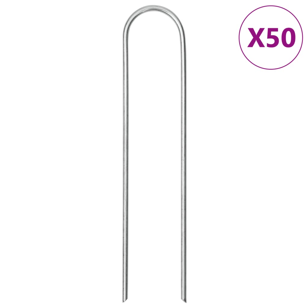 Grondharingen 50 st U-vormig 15x3,5 cm gegalvaniseerd staal is nu te koop bij PeponiXL, paradijselijk wonen!