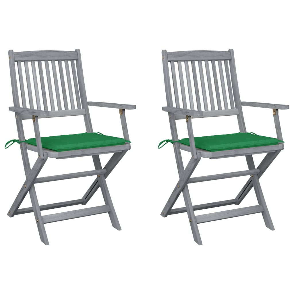 Tuinstoelen 2 st inklapbaar met kussens massief acaciahout is nu te koop bij PeponiXL, paradijselijk wonen!