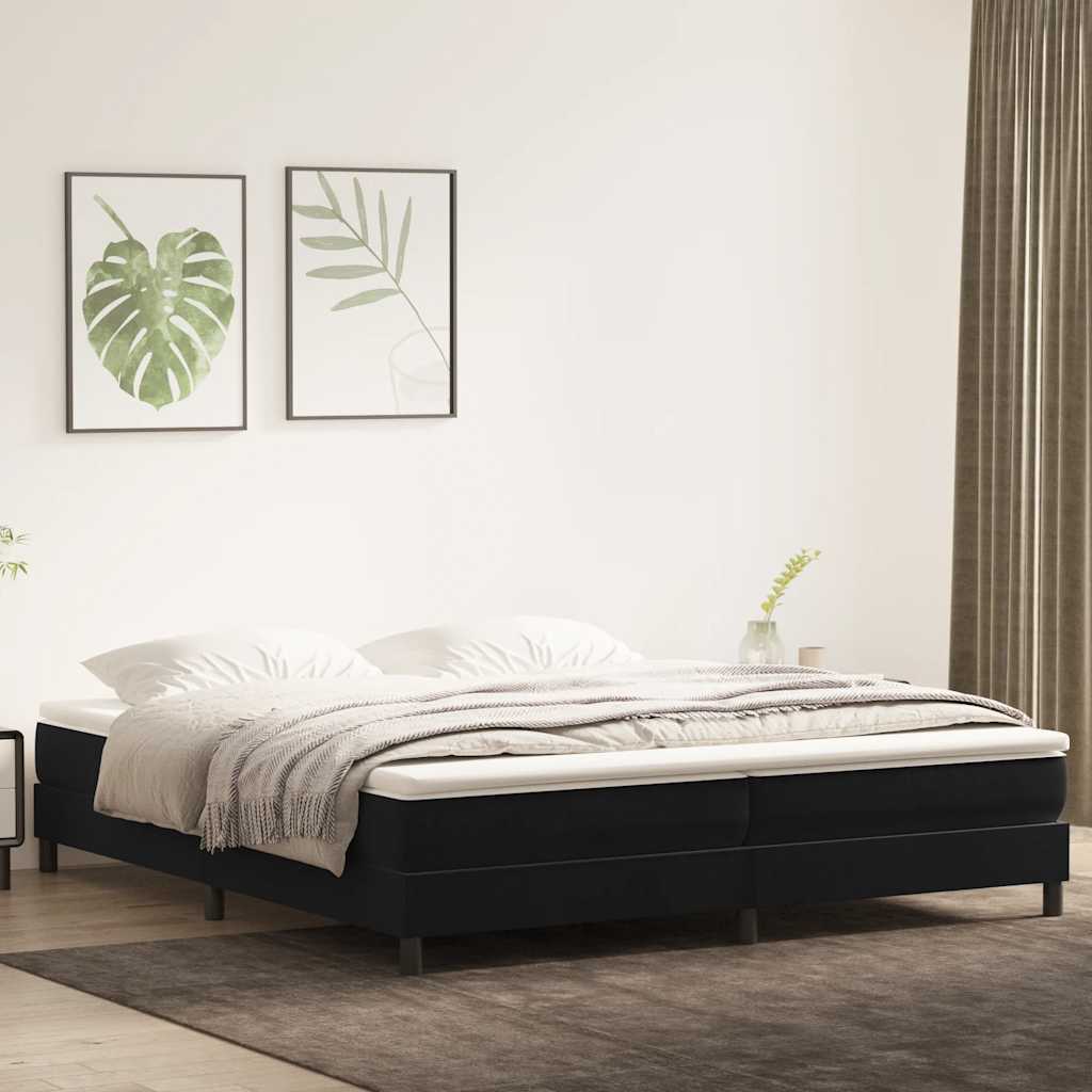 Boxspring zonder matras fluweel zwart 200x220 cm is nu te koop bij PeponiXL, paradijselijk wonen!