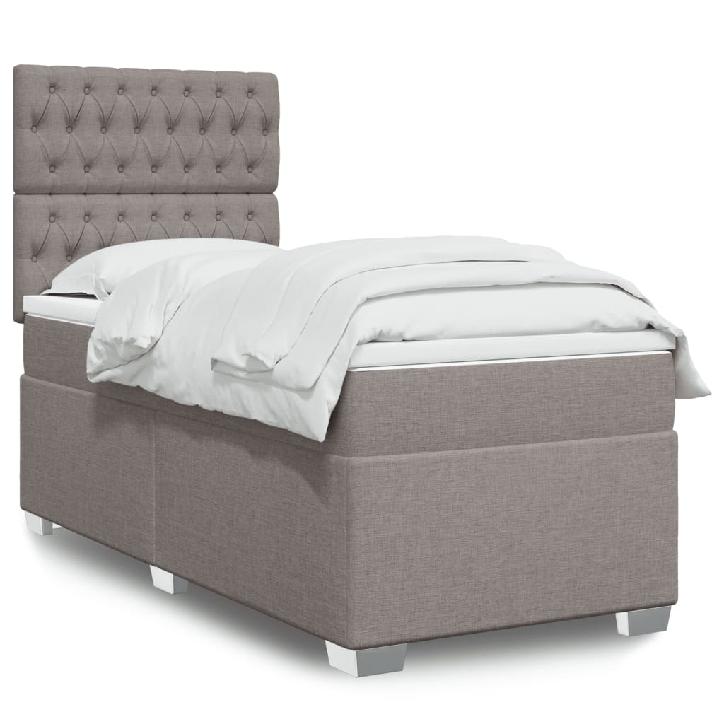 Boxspring met matras stof taupe 90x200 cm is nu te koop bij PeponiXL, paradijselijk wonen!